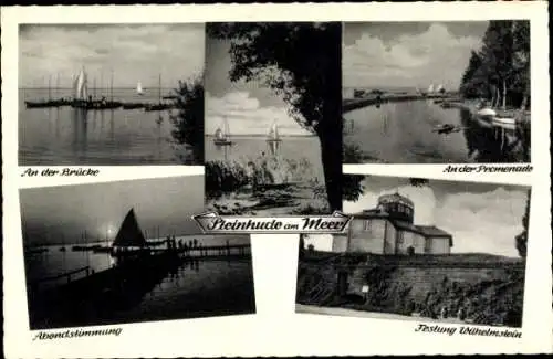 Ak Steinhude Wunstorf Niedersachsen, Steinhuder Meer, Promenade, Festung Wilhelmstein, Brücke