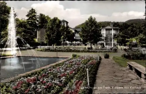 Ak Bad Münster am Stein Bad Kreuznach an der Nahe, Kurpark, Kurhaus, Springbrunnen