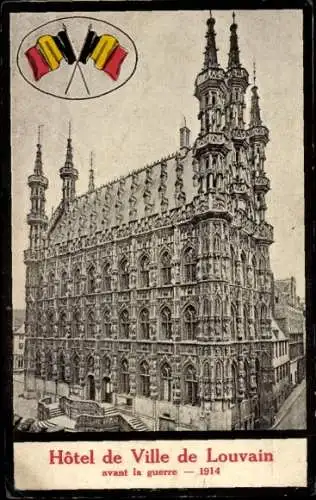 Ak Louvain Leuven Flämisch Brabant, Rathaus, Flagge