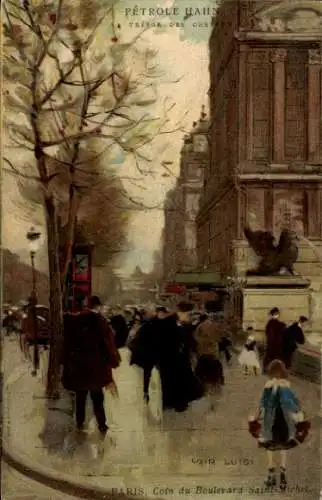 Künstler Ak Luigi, L., Paris V. Arrondissement Panthéon, Coin du Boulevard Saint Michel