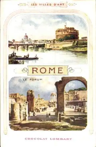 Künstler Ak Roma Rom Lazio, Forum Romanum, Tiberpartie, Chocolat Lombart Paris