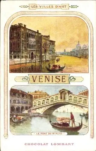 Künstler Ak Venezia Venedig Veneto, Städte der Kunst, Die Rialtobrücke, Chocolat Lombart