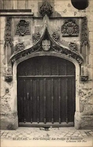 Ak Beauvais Oise, Porte Gothique, Rue Philippe de Beaumanoir