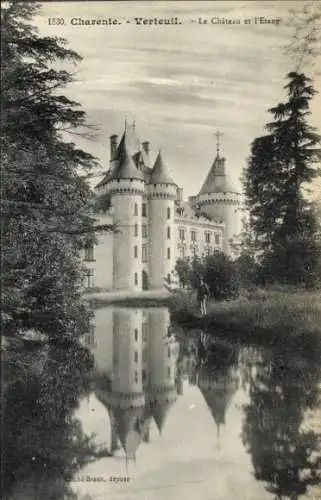 Ak Verteuil sur Charente, Chateau, l'Etang