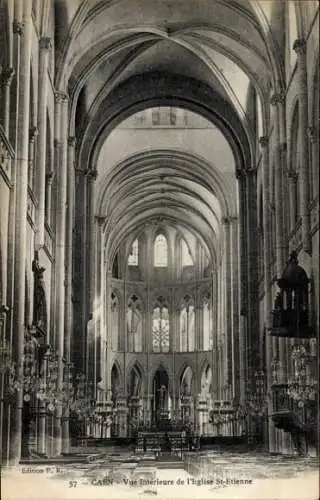 Ak Caen Calvados, Vue interieure de l'Eglise St-Etienne