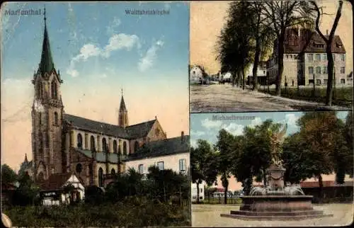 Ak Marienthal Haguenau Hagenau Elsass Bas Rhin, Wallfahrtskirche, Michaelbrunnen