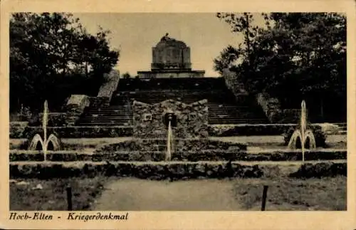 Ak Hoch Elten Emmerich am Rhein, Kriegerdenkmal, Wasserfontänen