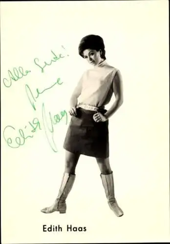 Ak Sängerin Edith Haas, Portrait, Autogramm
