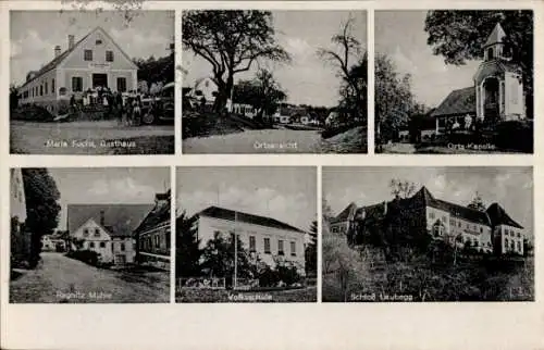 Ak Laubegg Ragnitz Steiermark, Gasthaus Maria Fuchs, Kapelle, Ragnitz Mühle, Volksschule, Schloss