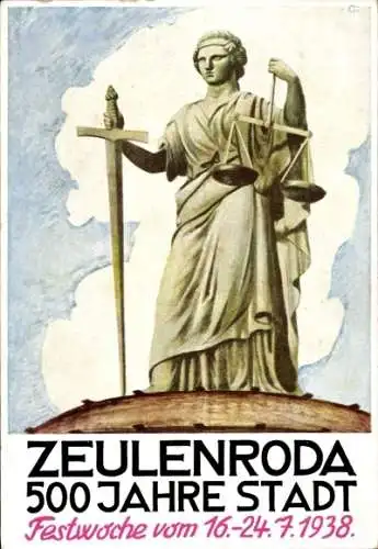 Künstler Ak Zeulenroda Triebes Thüringen, 500 Jahrfeier der Stadt 1938