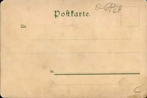 Kleeblatt Litho Königsee in Thüringen, Schule, Kirche, Rathaus