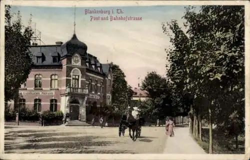 Ak Bad Blankenburg in Thüringen, Postamt, Bahnhofstraße