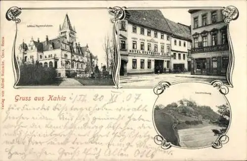 Ak Kahla in Thüringen, Schloss, Hotel Deutsches Haus