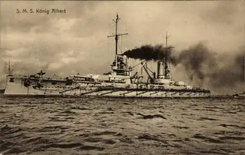 Ak Deutsches Kriegsschiff SMS König Albert, Linienschiff, Kaiser Klasse, Kaiserliche Marine