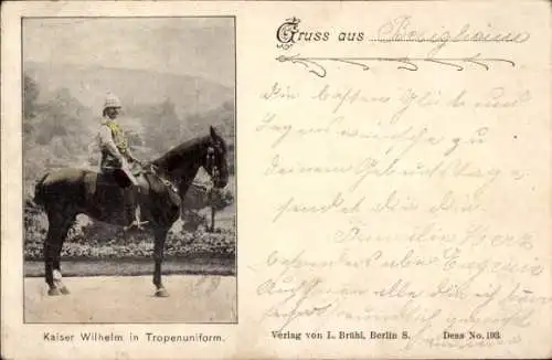 Ak Kaiser Wilhelm II. in Tropenuniform