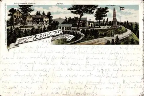 Litho Bad Harzburg in Niedersachsen, Hotel Burgberg, Brocken, Denkmal