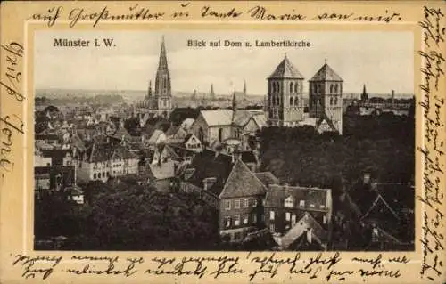 Ak Münster in Westfalen, Panorama, Dom, Lambertikirche