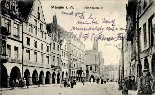 Ak Münster in Westfalen, Partie auf dem Prinzipalmarkt