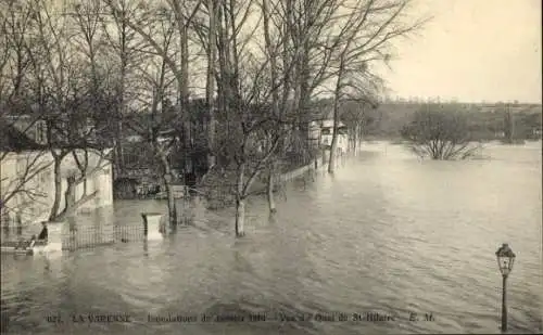 Ak La Varenne Maine et Loire, Hochwasser 1910, Quai de Saint Hilaire