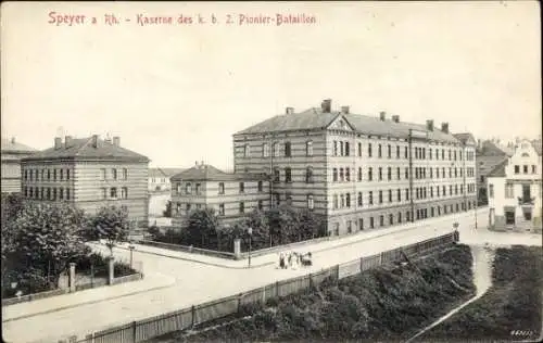 Ak Speyer am Rhein, Blick auf die Pionier Kaserne