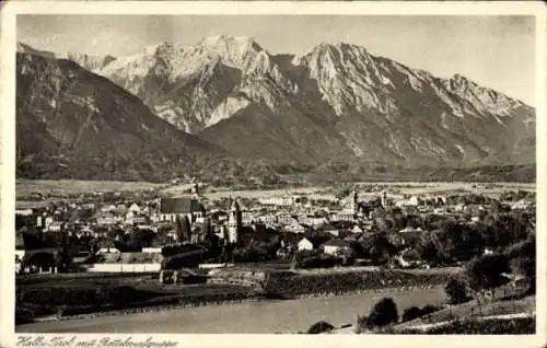 Ak Hall in Tirol, mit Bergkette