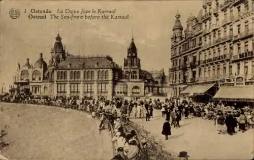 Ak Ostende Ostende Westflandern, La Digue mit Blick auf den Kursaal