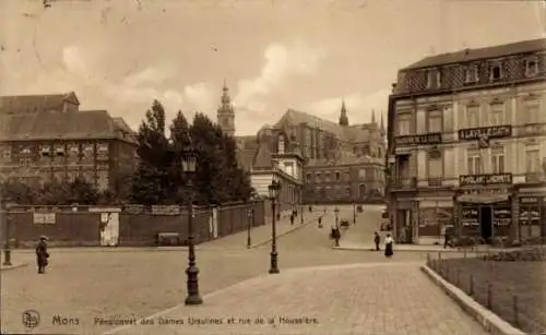 Ak Mons Wallonie Hennegau, Pensionnat des Dames Ursulines, Rue de la Houssiere