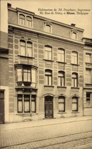 Ak Mons Wallonie Hennegau, Wohnsitz von Herrn Pourbaix, Rue de Nimy