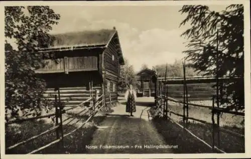 Ak Norwegen, Norsk Folkemuseum, Fra Hallingdalstunet