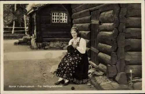 Ak Norwegen, Norsk Folkemuseum, Fra Hallingdalstunet