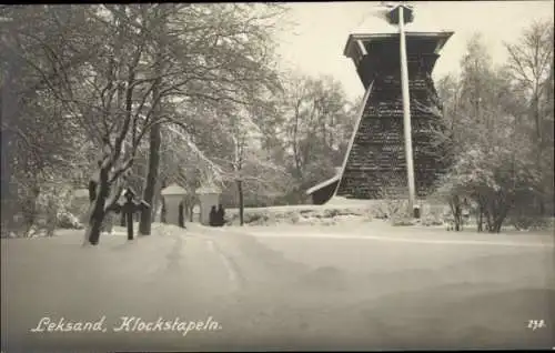 Ak Leksand Schweden, Klockstapeln, Winter