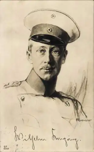 Künstler Ak Rumpf, Kronprinz Wilhelm von Preußen, Portrait, Uniform