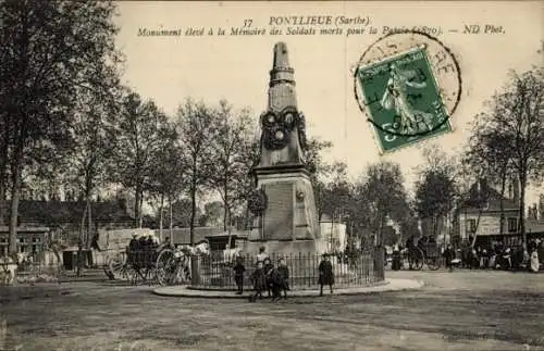 Ak Pontlieue Sarthe, Denkmal zum Gedenken an Soldaten, die für ihr Land gestorben sind