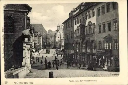 Ak Nürnberg in Mittelfranken, Fleischbrücke, Geschäfte