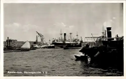 Ak Amsterdam Nordholland Niederlande, Blick auf den Hafen 't IJ