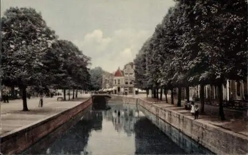 Ak Leeuwarden Friesland Niederlande, Kanalblick