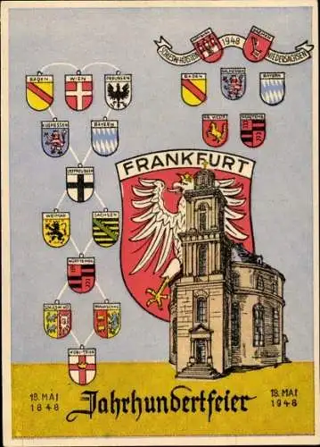 Wappen Ak Frankfurt am Main, Jahrhundertfeier 1948, Kirche