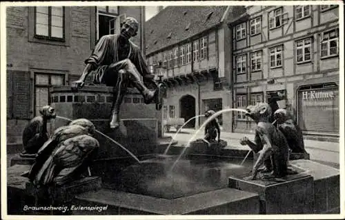 Ak Braunschweig in Niedersachsen, Eulenspiegel Brunnen