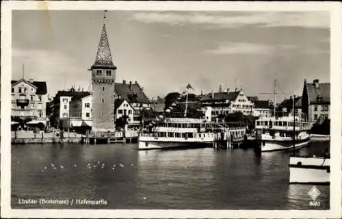 Ak Lindau am Bodensee Schwaben, Hafen