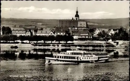 Ak Winkel am Rhein Rheingau, Teilansicht, Schiff