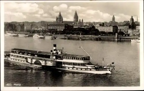 Ak Mainz am Rhein, Teilansicht, Schiff