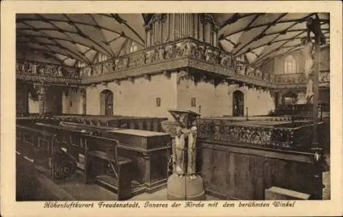 Ak Freudenstadt im Schwarzwald, Inneres der Kirche mit dem berühmten Winkel