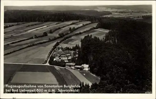 Ak Bad Liebenzell im Schwarzwald, Flugzeugaufnahme von Sanatorium Burghalde