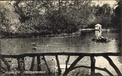 Ak Hagen in Westfalen, Stadtgartenteich