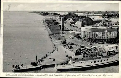 Ak Nordseebad Wilhelmshaven, Südstrand, Strandhalle, Seewasser Aquarium, Strandhäuser