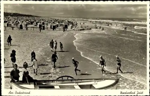 Ak Nordseebad Juist in Ostfriesland, am Badestrand, Badegäste