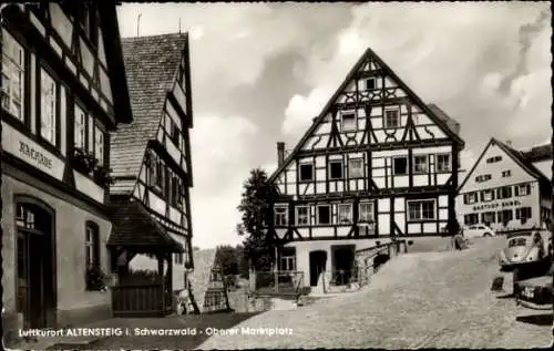 Ak Altensteig im Schwarzwald, Oberer Marktplatz, Rathaus, Gasthof Engel