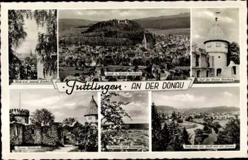 Ak Tuttlingen an der Donau Württemberg, Panorama, evangelische Kirche, Ruine Honberg