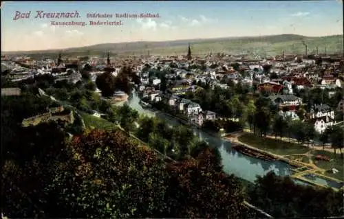 Ak Bad Kreuznach an der Nahe, Panorama, Kauzenburg, Badeviertel