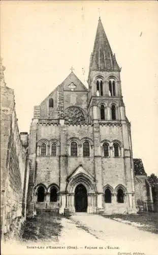 Ak Saint Leu d'Esserent Oise, Facade de l'Eglise